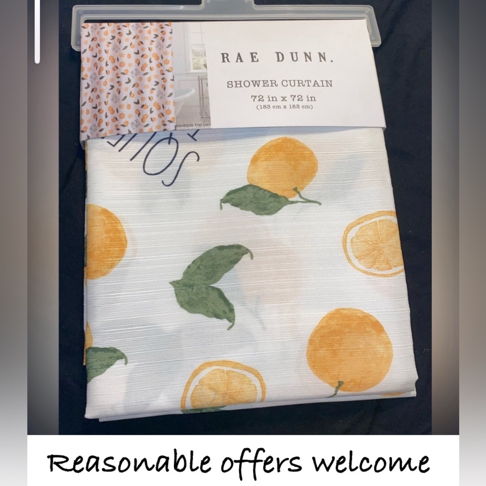 🍊RAE DUNN citrus fabric shower curtain, Blessed design, NWT, original packaging
